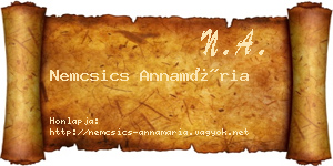 Nemcsics Annamária névjegykártya